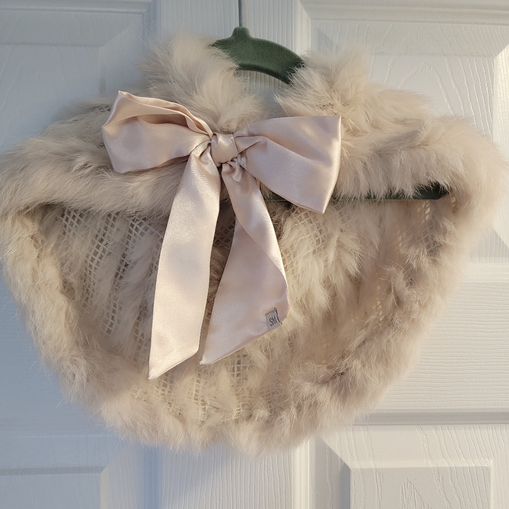 Souris Mini authentic rabbit fur winter cape for toddler